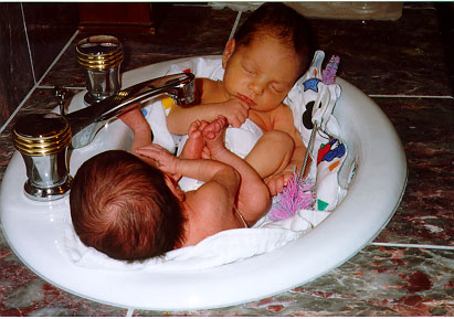 Twins in sink